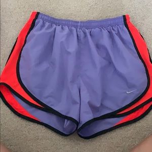 Purple and neon orange/pink nike shorts
